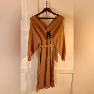 Fashion Nova - Black or Tan Wrap Sweater Dresses